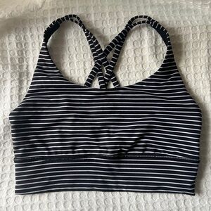 Lululemon Energy Long Line Bra | Mod Stripe B&W, Size 6